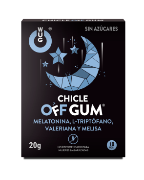 WUG GUM - OFF VALERIAN, TRYPTOPHAN, LEMON BALM AND MELATONIN 10 UNITS