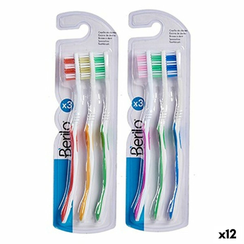 Spazzolino da Denti Berilo 29100288 Giallo Azzurro Rosso Verde (12 Unità)
