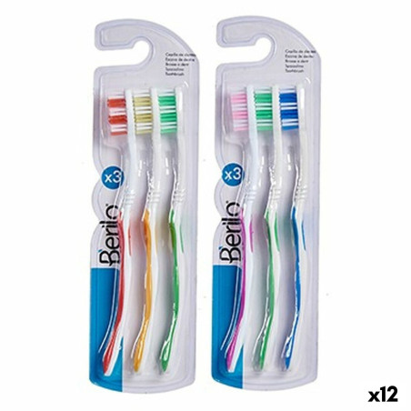 Spazzolino da Denti Berilo 29100288 Giallo Azzurro Rosso Verde (12 Unità)