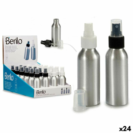 Bottiglia per nebulizzare Berilo CH9979-2 Bianco Nero Trasparente Argentato Alluminio polipropilene 100 ml (24 Unità)