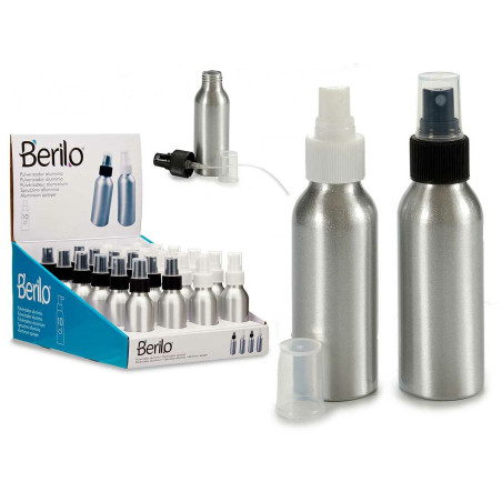 Bottiglia per nebulizzare Berilo CH9979-2 Bianco Nero Trasparente Argentato Alluminio polipropilene 100 ml (24 Unità)