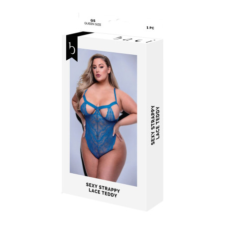 Set di Lingerie Baci Lingerie Lace Teddy Azzurro (Queen)