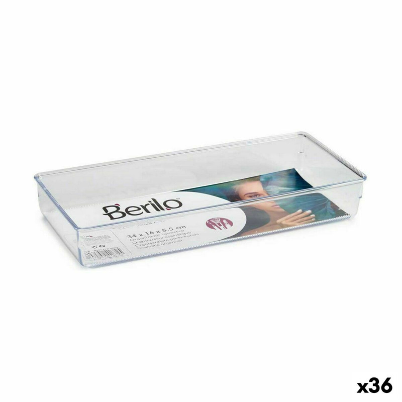 Contenitore per Sistemare Multiuso Berilo CH99113 Trasparente Plastica 15,5 x 5,5 x 34,5 cm Multiuso (36 Unità)