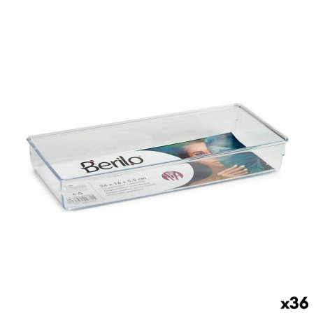 Contenitore per Sistemare Multiuso Berilo CH99113 Trasparente Plastica 15,5 x 5,5 x 34,5 cm Multiuso (36 Unità)