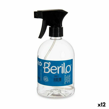 Bottiglia per nebulizzare Berilo SE1205-ROCIADOR Nero Trasparente Plastica 500 ml (12 Unità)