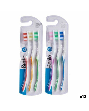 Spazzolino da Denti Berilo AR1410005 Giallo Azzurro Rosso Verde Rosa (12 Unità)