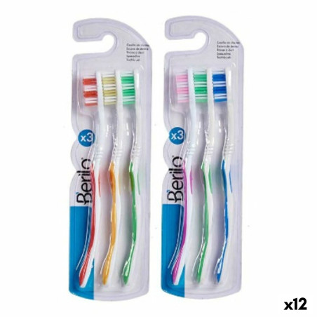 Spazzolino da Denti Berilo AR1410005 Giallo Azzurro Rosso Verde Rosa (12 Unità)