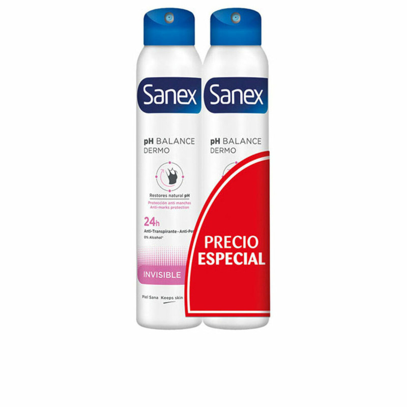 Deodorante Spray Sanex Invisible 2 Unità 200 ml Deodorante Spray Sanex Invisible 2 Unità 200 ml
