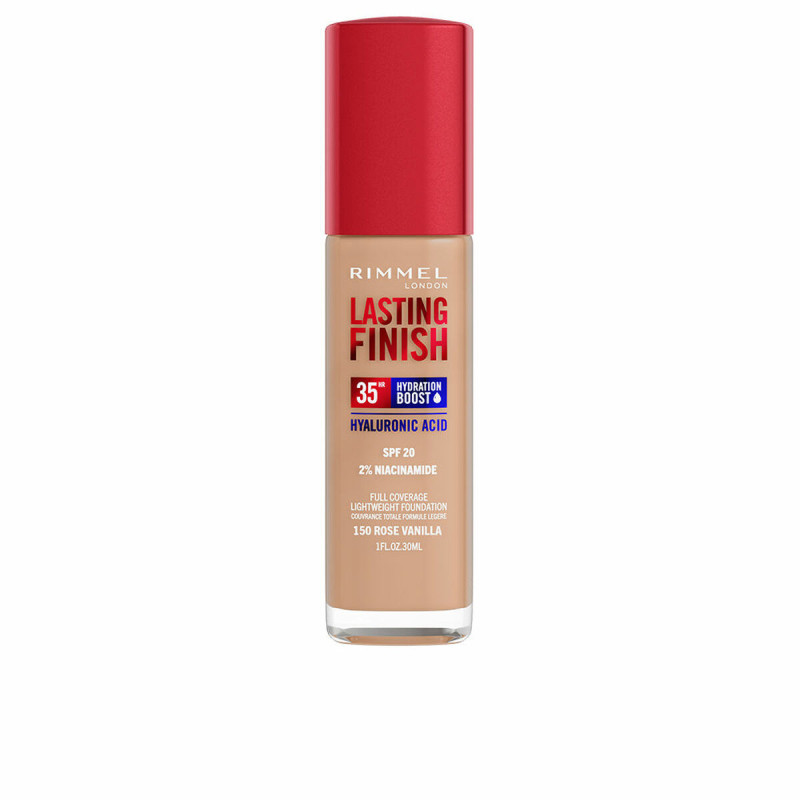 Base per Trucco Fluida Rimmel London Lasting Finish Nº 150 Rose Vanilla Spf 20 30 ml Base per Trucco Fluida Rimmel London Lasting Finish Nº 150 Rose Vanilla Spf 20 30 ml
