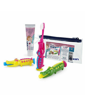 Set per l'Igiene Personale per Bambini Kin Fluorkin Coccodrillo Da viaggio (3 Pezzi)