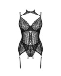 LIVCO CORSETTI FASHION - GIELLANDRA FOR THE SENSES COLLEZIONE CORSETTO + PANTY NERO L/XL