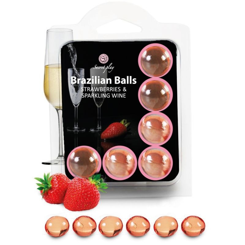 SECRETPLAY - SET 6 PALLINE BRASILIANI FRAGOLE CON CAVA SECRETPLAY - SET 6 PALLINE BRASILIANI FRAGOLE CON CAVA