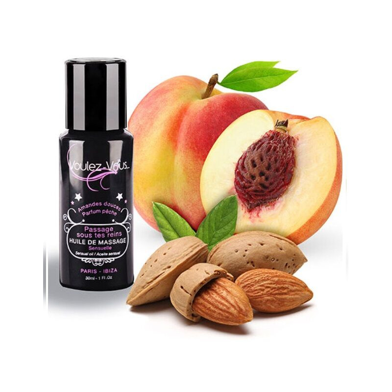 VOULEZ-VOUS - OLIO DA MASSAGGIO SENSUALE MANDORLE DOLCI E PESCA 30 ML VOULEZ-VOUS - OLIO DA MASSAGGIO SENSUALE MANDORLE DOLCI E PESCA 30 ML
