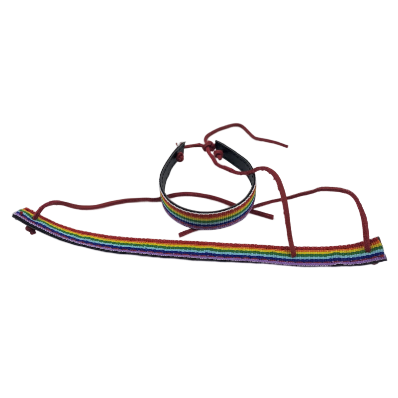 PRIDE - BRACCIALE IN PELLE NERA LGBT FLAG PRIDE - BRACCIALE IN PELLE NERA LGBT FLAG