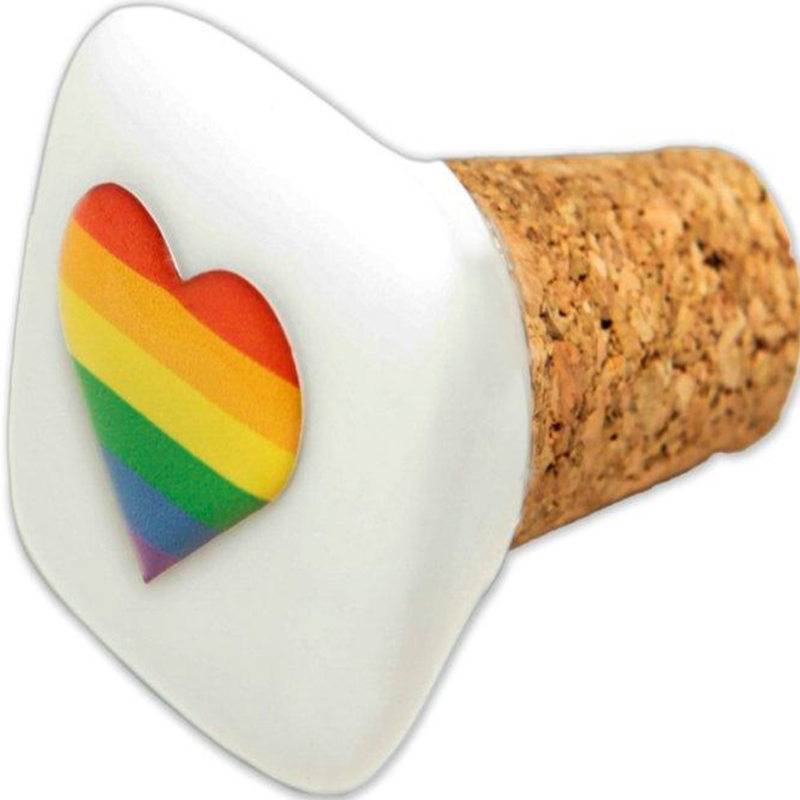 PRIDE - SQUARE CORK CERAMIC STOPPER WITH LGBT FLAG PRIDE - SQUARE CORK CERAMIC STOPPER WITH LGBT FLAG