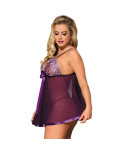 SUBBLIME - BABYDOLL CON FIOCCO E DETTAGLI LUCIDI VIOLA L / XL SUBBLIME - BABYDOLL CON FIOCCO E DETTAGLI LUCIDI VIOLA L / XL