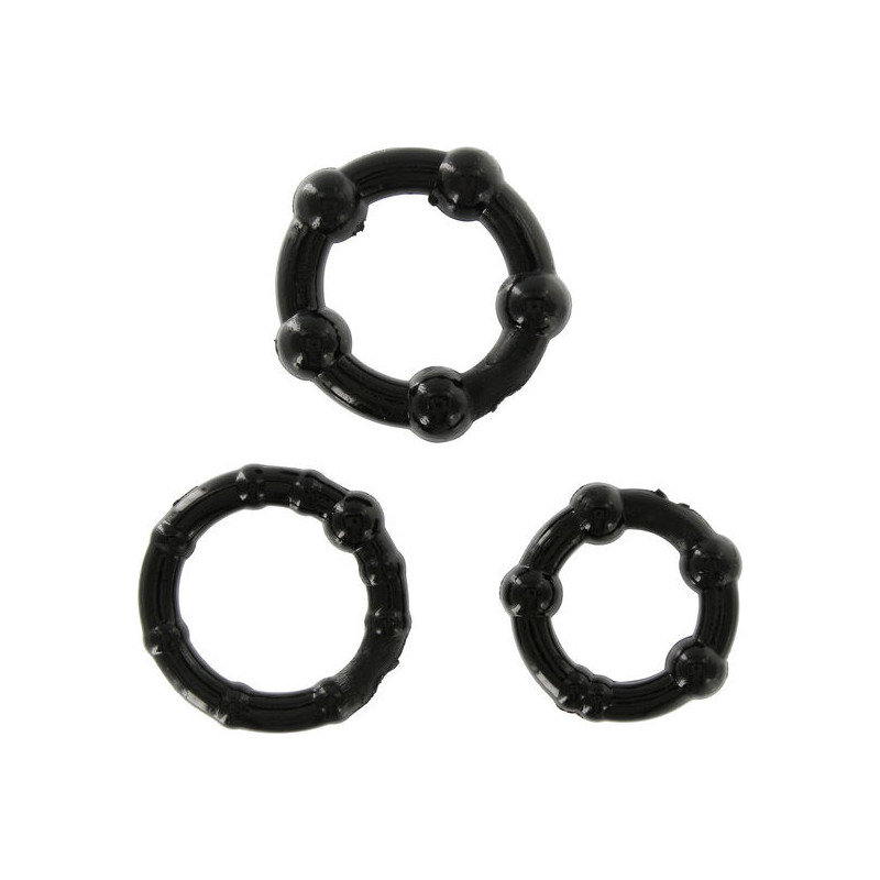 SEVEN CREATIONS - SET DI TRE ANELLI PER PENE NERI SEVEN CREATIONS - SET DI TRE ANELLI PER PENE NERI
