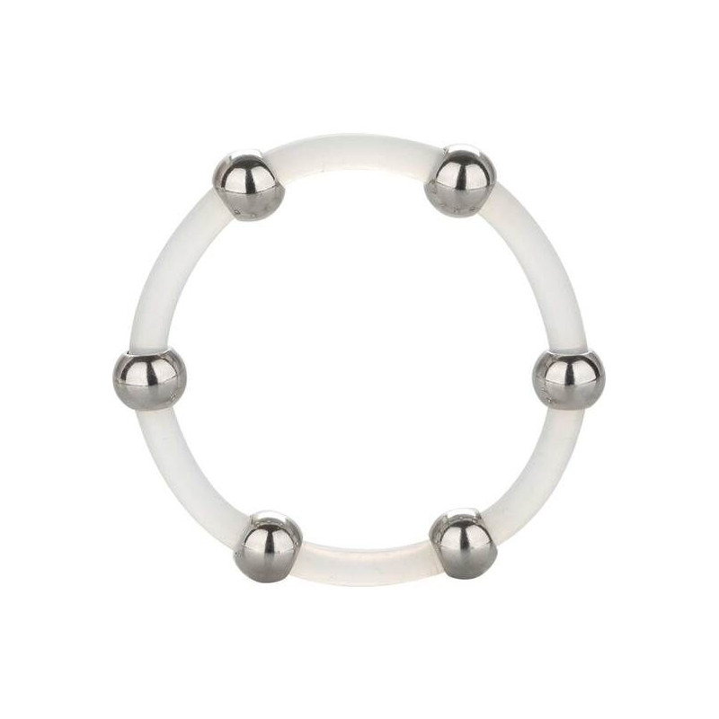 CALIFORNIA EXOTICS - ANELLO IN SILICONE CON PERLINE IN ACCIAIO XL CALIFORNIA EXOTICS - ANELLO IN SILICONE CON PERLINE IN ACCIAIO XL