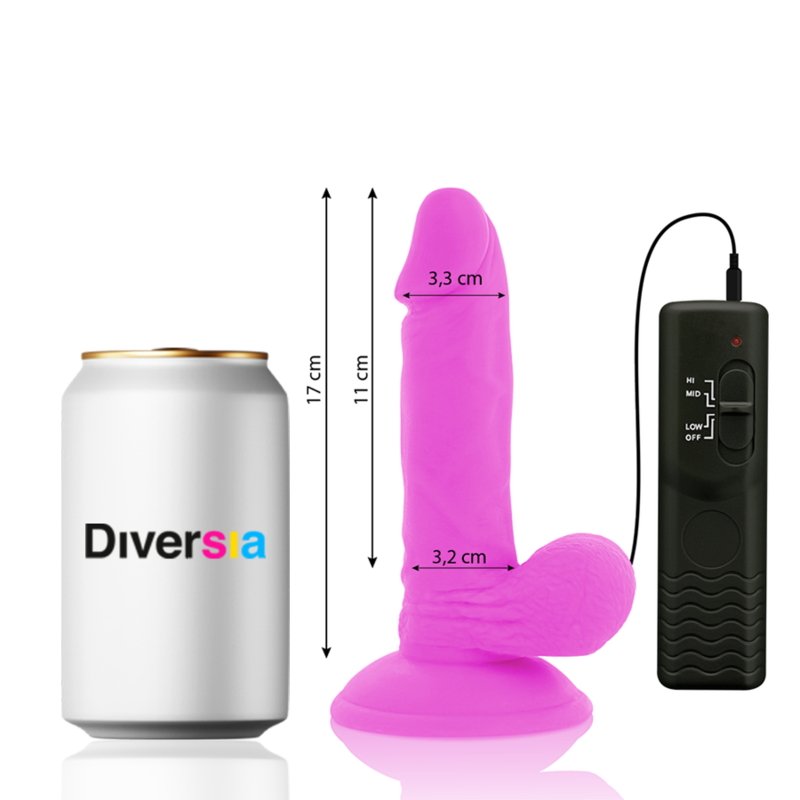 DIVERSIA - DILDO VIBRANTE FLESSIBILE VIOLA 17 CM -O- 3.3 CM DIVERSIA - DILDO VIBRANTE FLESSIBILE VIOLA 17 CM -O- 3.3 CM