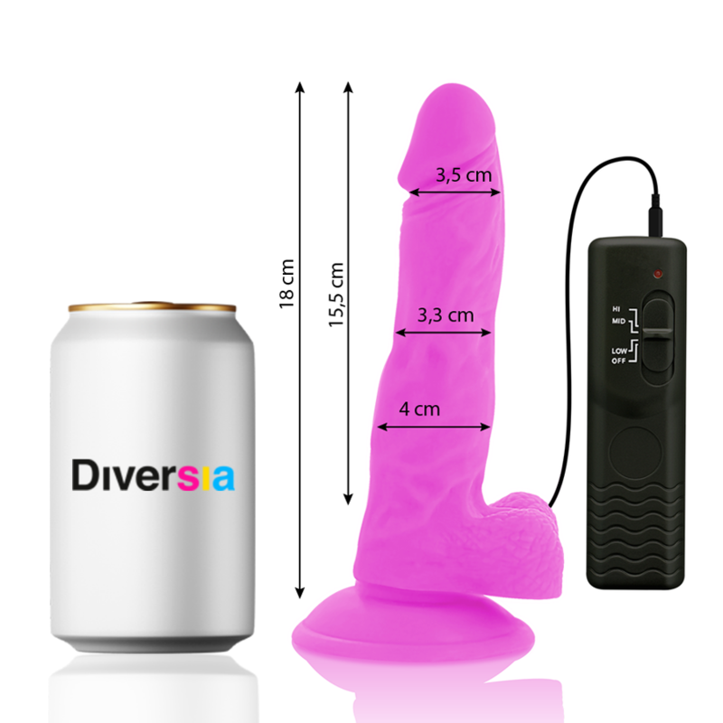 DIVERSIA - DILDO VIBRANTE FLESSIBILE VIOLA 18 CM -O- 4 CM DIVERSIA - DILDO VIBRANTE FLESSIBILE VIOLA 18 CM -O- 4 CM