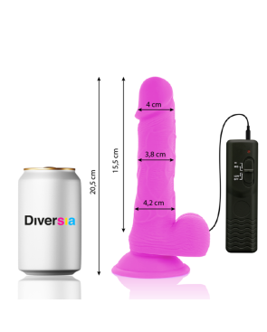 DIVERSIA - DILDO VIBRANTE FLESSIBILE VIOLA 20.5 CM -O- 4.2 CM