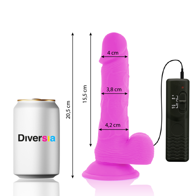 DIVERSIA - DILDO VIBRANTE FLESSIBILE VIOLA 20.5 CM -O- 4.2 CM DIVERSIA - DILDO VIBRANTE FLESSIBILE VIOLA 20.5 CM -O- 4.2 CM