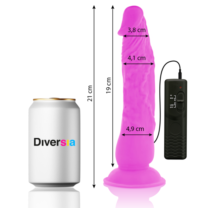 DIVERSIA - DILDO VIBRANTE FLESSIBILE VIOLA 21 CM -O- 4.9 CM DIVERSIA - DILDO VIBRANTE FLESSIBILE VIOLA 21 CM -O- 4.9 CM