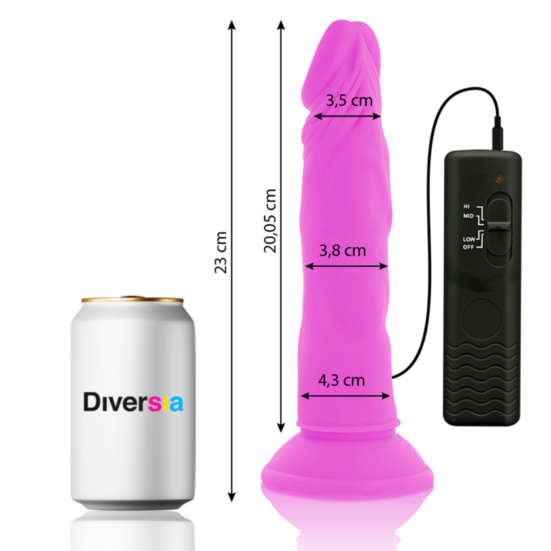 DIVERSIA - DILDO VIBRANTE FLESSIBILE VIOLA 23 CM -O- 4.3 CM DIVERSIA - DILDO VIBRANTE FLESSIBILE VIOLA 23 CM -O- 4.3 CM