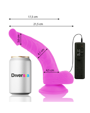 DIVERSIA - DILDO VIBRANTE FLESSIBILE VIOLA 21.5 CM -O- 4.5 CM