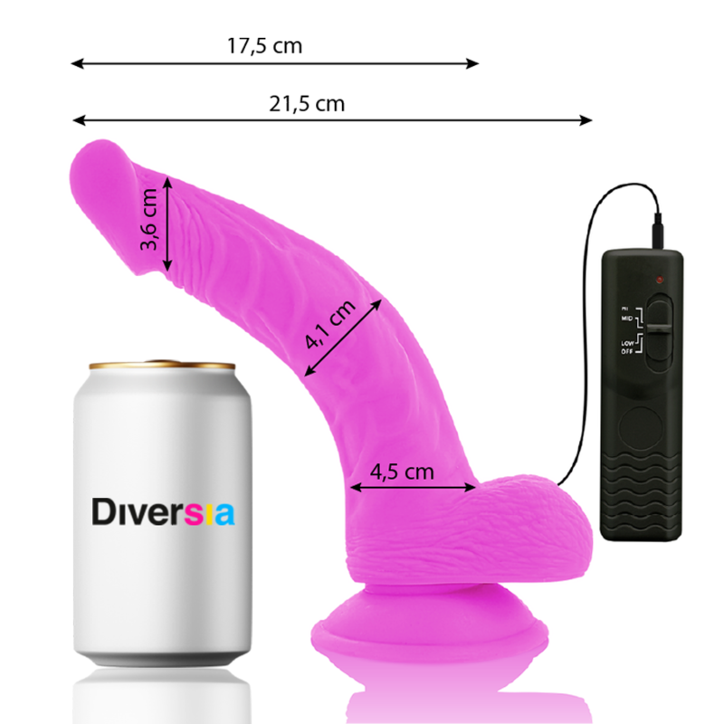 DIVERSIA - DILDO VIBRANTE FLESSIBILE VIOLA 21.5 CM -O- 4.5 CM DIVERSIA - DILDO VIBRANTE FLESSIBILE VIOLA 21.5 CM -O- 4.5 CM