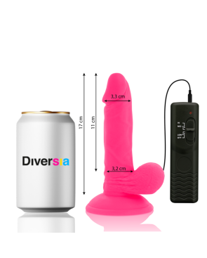 DIVERSIA - DILDO VIBRANTE FLESSIBILE ROSA 17 CM -O- 3.3 CM