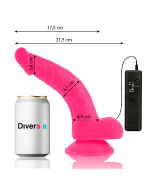 DIVERSIA - DILDO VIBRANTE FLESSIBILE ROSA 21.5 CM -O- 4.5 CM