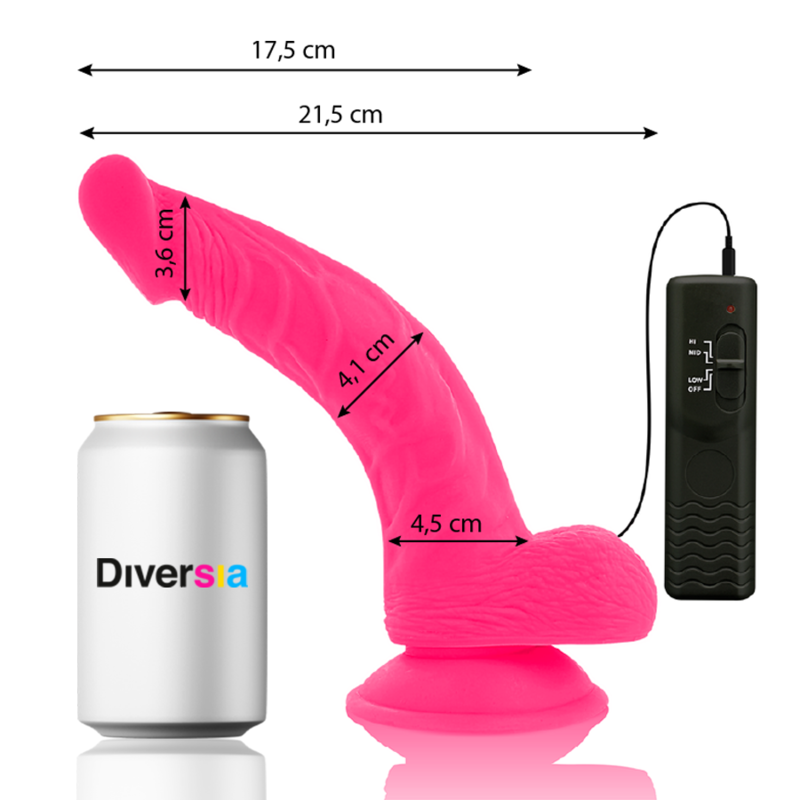 DIVERSIA - DILDO VIBRANTE FLESSIBILE ROSA 21.5 CM -O- 4.5 CM DIVERSIA - DILDO VIBRANTE FLESSIBILE ROSA 21.5 CM -O- 4.5 CM