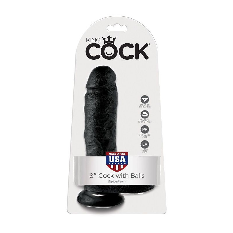 KING COCK - 8 DILDO NERO CON SFERE 20.3 CM KING COCK - 8 DILDO NERO CON SFERE 20.3 CM