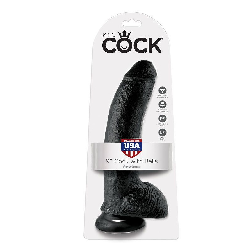 KING COCK - 9 DILDO NERO CON SFERE 22.9 CM
