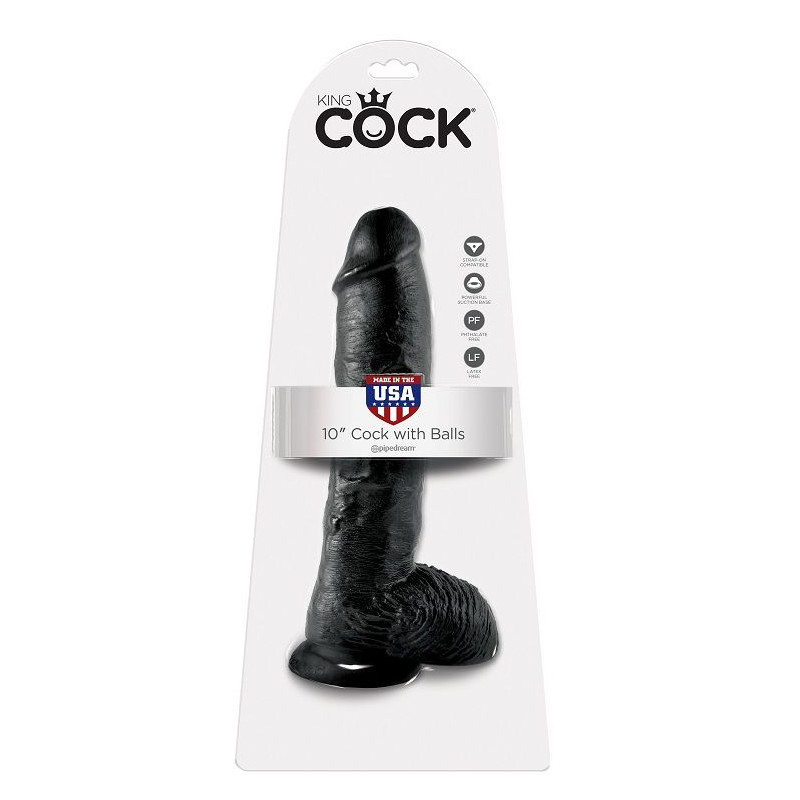 KING COCK - 10 DILDO NERO CON SFERE 25.4 CM KING COCK - 10 DILDO NERO CON SFERE 25.4 CM