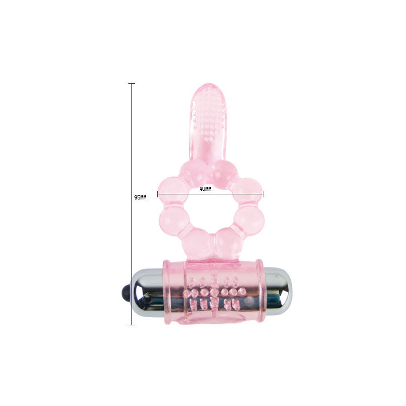 BAILE - ANELLO IN SILICONE 10 RITMI DI LINGUA CON VIBRAZIONE ROSA