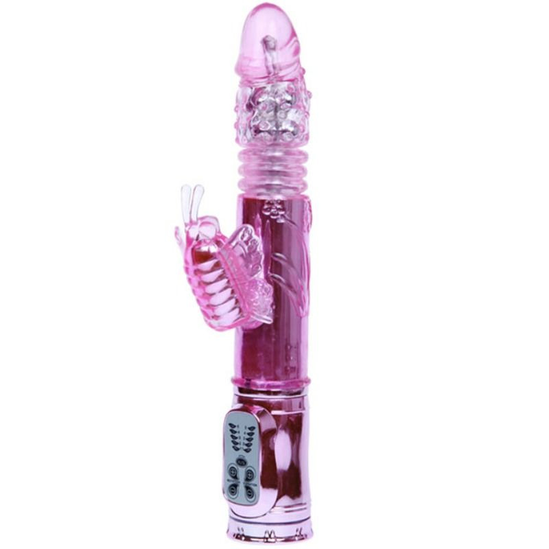 BAILE - VIBRATORE RICARICABILE CON ROTAZIONE E STIMOLATORE A FARFALLA PULSANTE BAILE - VIBRATORE RICARICABILE CON ROTAZIONE E STIMOLATORE A FARFALLA PULSANTE