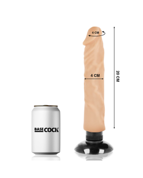 BASECOCK - VIBRATORE REALISTICO 2-1 NERO 20 CM -O- 4 CM