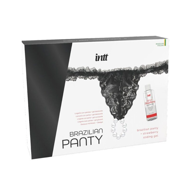 INTT RELEASES - SLIP NERO BRASILIANO CON PERLE E GEL LUBRIFICANTE 50 ML INTT RELEASES - SLIP NERO BRASILIANO CON PERLE E GEL LUBRIFICANTE 50 ML