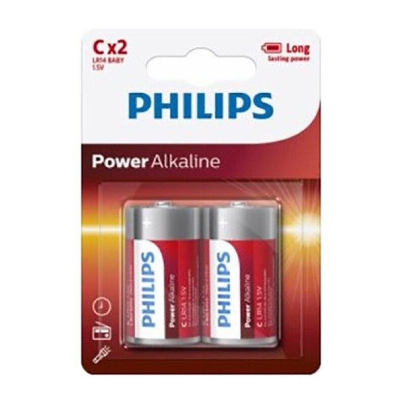 PHILIPS - POWER ALKALINE PILA C LR14 BLISTER * 2 PHILIPS - POWER ALKALINE PILA C LR14 BLISTER * 2