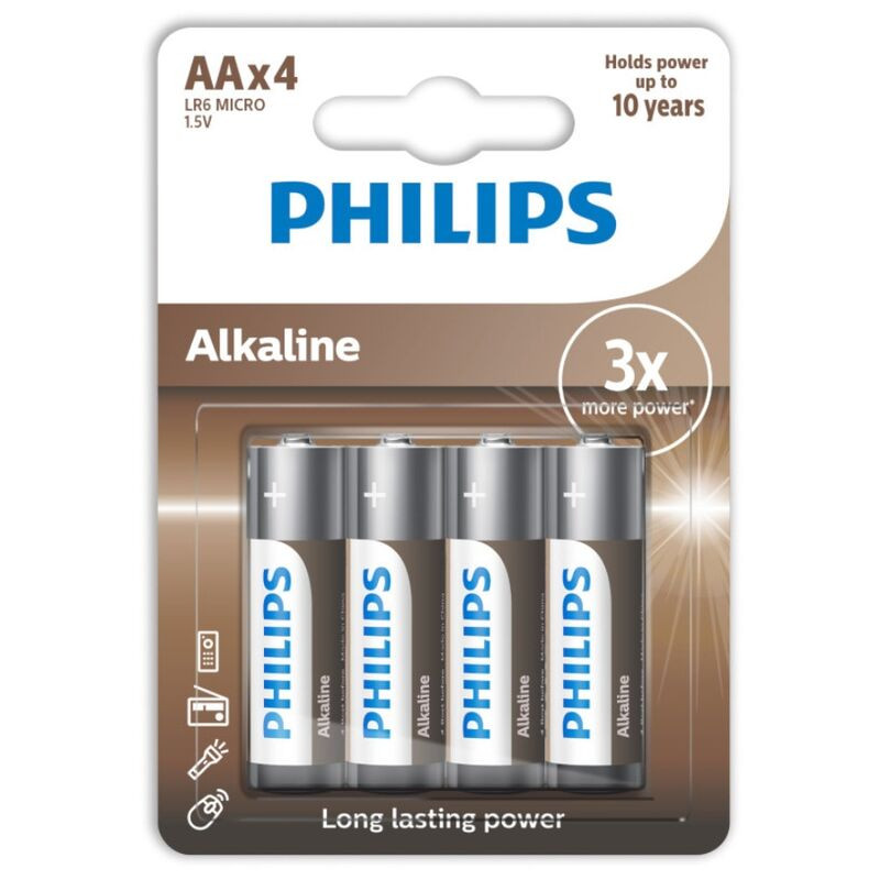 PHILIPS - BATTERIE ALCALINE AA LR6 CONFEZIONE DA 4 PHILIPS - BATTERIE ALCALINE AA LR6 CONFEZIONE DA 4