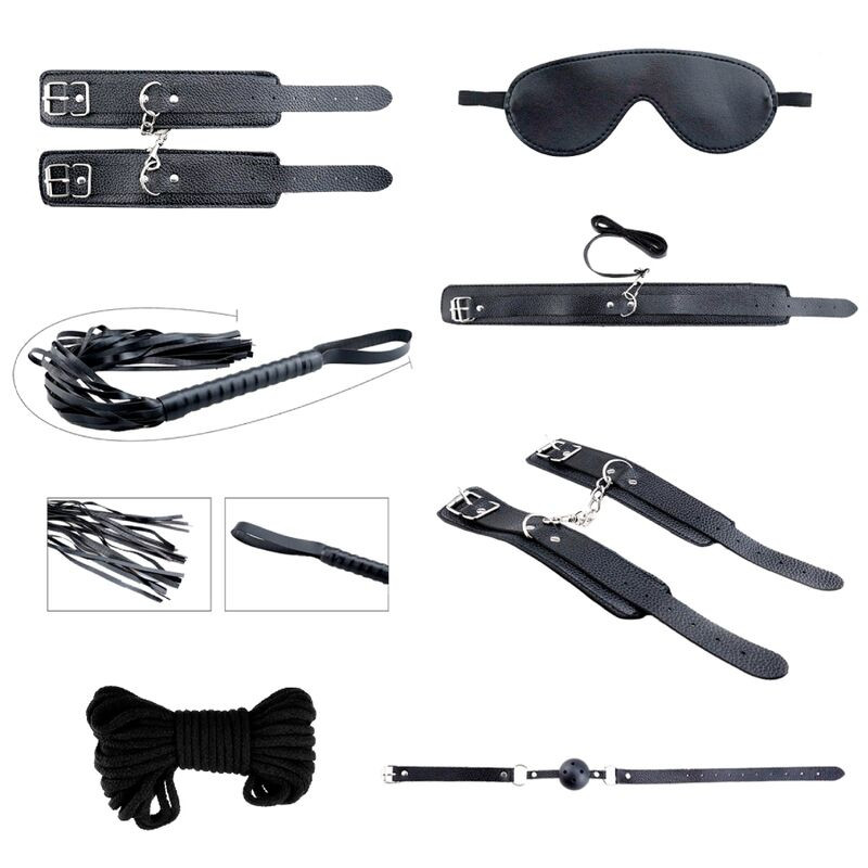 ALIVE - DESIDERI SEGRETI KIT 7 PEZZI BDSM NERO ALIVE - DESIDERI SEGRETI KIT 7 PEZZI BDSM NERO