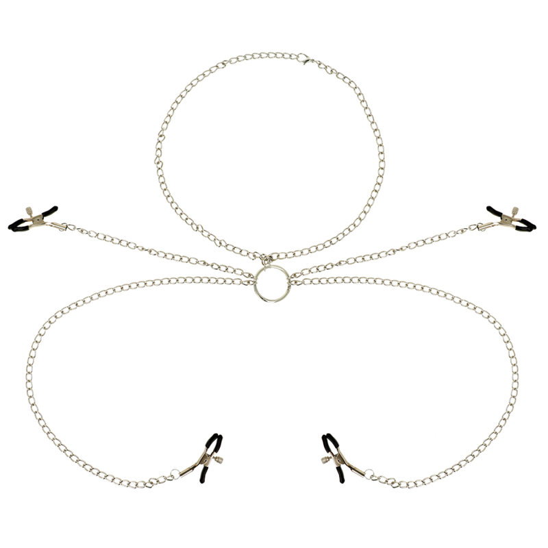 OHMAMA FETISH 4 MORSETTI PER CAPEZZOLI CON COLLANA A CATENA OHMAMA FETISH 4 MORSETTI PER CAPEZZOLI CON COLLANA A CATENA