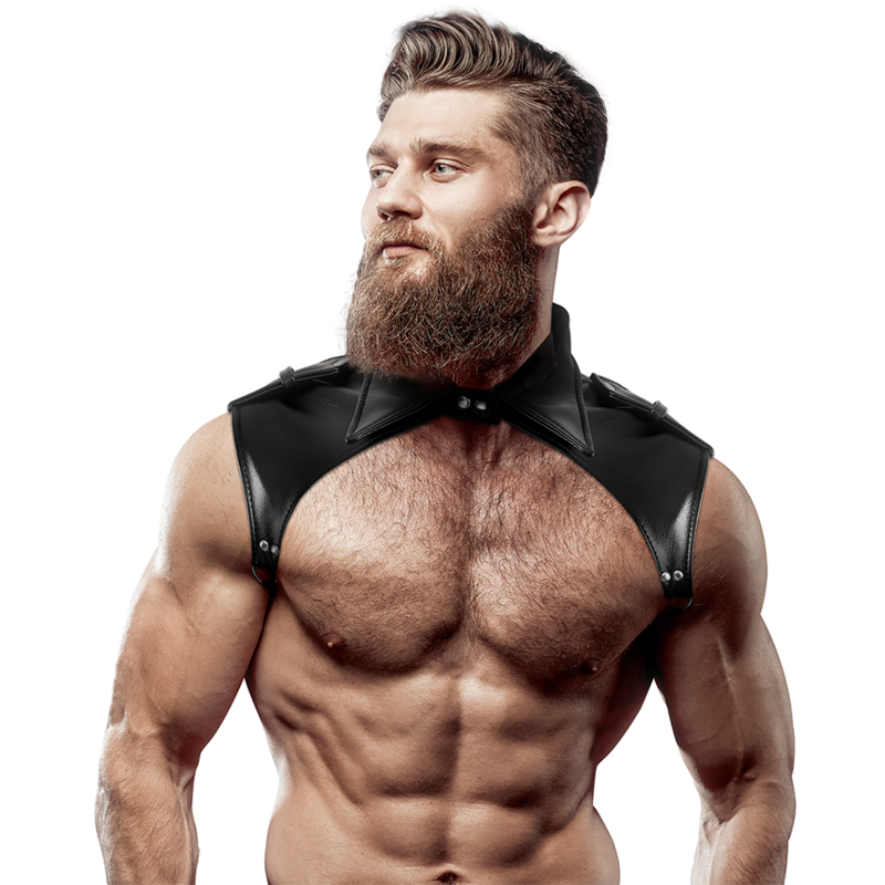 FETISH SUBMISSIVE ATTITUDE - IMBRAGATURA DA COLLO IN ECOPELLE REGOLABILE BRIGADE DA UOMO FETISH SUBMISSIVE ATTITUDE - IMBRAGATURA DA COLLO IN ECOPELLE REGOLABILE BRIGADE DA UOMO