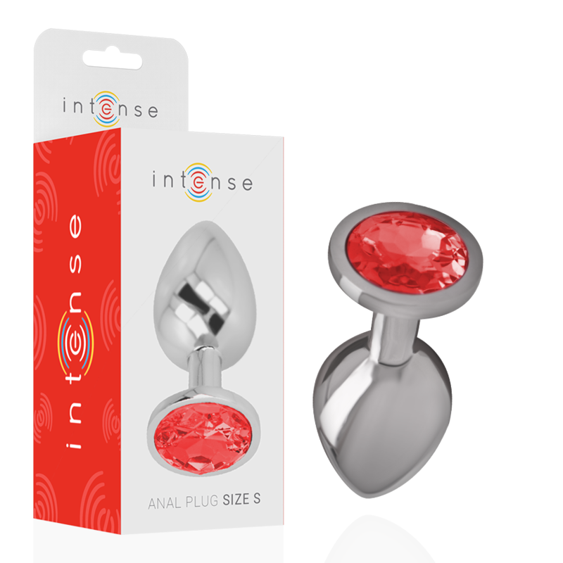 INTENSE - PLUG ANALE IN METALLO ALLUMINIO CON CRISTALLO ROSSO MISURA S INTENSE - PLUG ANALE IN METALLO ALLUMINIO CON CRISTALLO ROSSO MISURA S