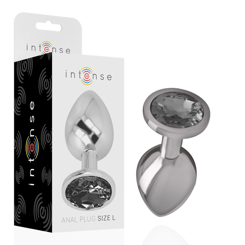INTENSE - PLUG ANALE IN METALLO ALLUMINIO CON VETRO NERO TAGLIA L INTENSE - PLUG ANALE IN METALLO ALLUMINIO CON VETRO NERO TAGLIA L