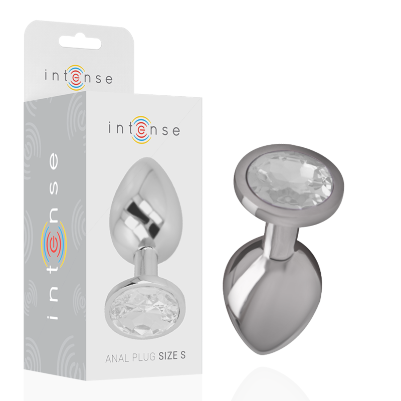 INTENSE - PLUG ANALE IN METALLO ALLUMINIO CON CRISTALLO ARGENTO MISURA S INTENSE - PLUG ANALE IN METALLO ALLUMINIO CON CRISTALLO ARGENTO MISURA S