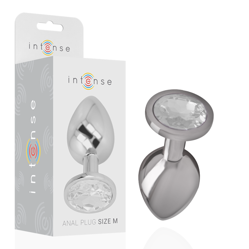 INTENSE - PLUG ANALE IN METALLO ALLUMINIO CON CRISTALLO ARGENTO TAGLIA M INTENSE - PLUG ANALE IN METALLO ALLUMINIO CON CRISTALLO ARGENTO TAGLIA M