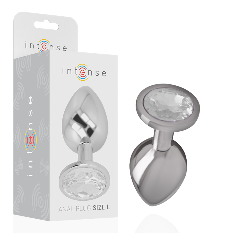 INTENSE - PLUG ANALE IN METALLO ALLUMINIO CON CRISTALLO ARGENTO MISURA L INTENSE - PLUG ANALE IN METALLO ALLUMINIO CON CRISTALLO ARGENTO MISURA L